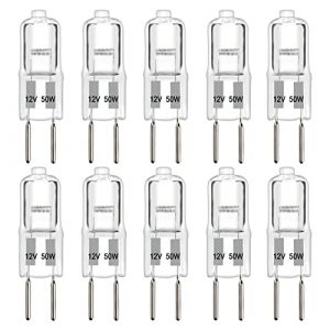 SCNNC Ampoule Halog&egrave;ne GY6.35 50W Dimmable, G6.35 AC/DC 12V, 650lm Blanc Chaud 2700K, GY6.35 Halog&egrave;ne pour Lustre, Lampe de Bureau, Paysage &Eacute;clairage, Lot de 10 (gzyutongkeji, neuf)