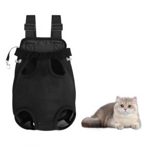 Aurafly Sac &agrave; Dos de Transport pour Chien Chat, Porte Chat Ventral, Maille Respirante Porte Chien pour l'Ext&eacute;rieur, Sac &agrave; Dos Mains Libres &agrave; Sangle R&eacute;glable pour Petits Chiens Chats Chiots (XL) (axiangyufei, neuf)