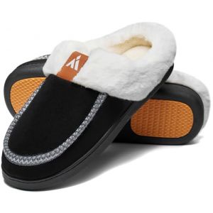 Mishansha Chausson Homme Femme Hiver - Pantoufles Homme Femme Hiver - Chaud Fourrés Confortable Charentaises Fumé Noir, GR.46 EU (Baostyleshop, neuf)