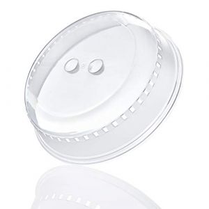 Kerafactum Cloche Micro Onde, Cloche Alimentaire Ø 26 cm, Couvercle pour Micro Onde Transparent en PP, Couvercle Micro Ondes, Cloche Micro Ondes Anti eclaboussure Double Trou de préhension (Faimex_Selling, neuf)