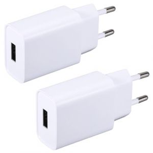 2 Pack Chargeur USB 5V 2A Adaptateur Prise Secteur Compatible avec iPhone,Samsung,écouteurs,Lecteur ebook,Lampe Table,Consoles Jeux,Routeur,Bluetooth Speaker (ZXinWei EU, neuf)