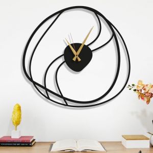 Dekory Horloge Murale Moderne 70 cm, Horloge Murale Minimaliste en Métal Noir – Grande Horloge Murale pour Salon, Cuisine, Bureau – Design Contemporain – Idée Cadeau Parfaite (Dekorywallart, neuf)