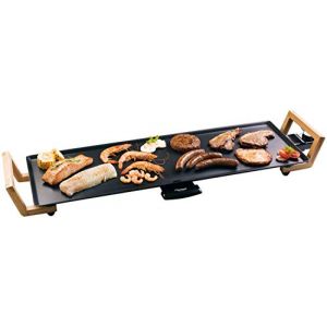 Bestron Plancha &eacute;lectrique, Barbecue electrique XL avec rev&ecirc;tement anti-adh&eacute;sif, Gril de table pouvant jusqu'&agrave; 6 personnes,Surface de cuisson extra longue, Asia Lounge, Couleur: noir (Easycado, neuf)