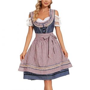 G&eacute;n&eacute;rique Femme Robe Dirndl de Bavi&egrave;re Oktoberfest Robe Traditionnelle pour la F&ecirc;te de la Bi&egrave;re Costume de Bi&egrave;re Manches Courtes RobeChemisier Tablier Bavi&egrave;re V&ecirc;tements (NiceYear, neuf)
