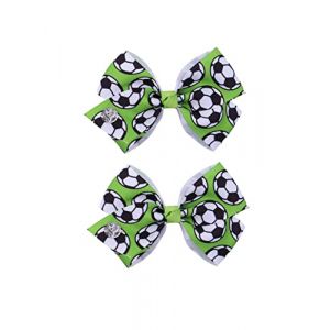 Pinces &agrave; cheveux avec n&oelig;ud de football BBG62 (ensemble B) (WLSTGO, neuf)