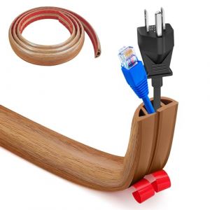Cache Cable Sol, Petit Canal de Câble Flexible, 1M x 3cm Protege Cable Sol, Goulotte Passe Cable Sol Silicone, Cache Fil Électrique Sol Auto-Adhésif pour Tous Les Câbles (Grain de Bois Jaune) (HengRongSh-EU, neuf)