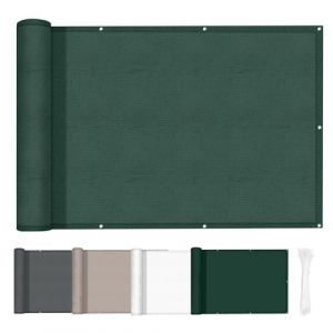 HENG FENG Brise Vue Balcon 0.85x5m, Protection UV, Résistance au Vent, Matériau PES Imperméable et Durable, avec Attaches de Câble, Vert foncé (Gardeneca, neuf)