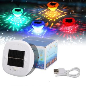 Longzhuo Éclairage solaire de piscine flottant USB - Éclairage de bassin sous-marin - Avec télécommande - Pour piscines, étangs, baignoires, décoration de jardin (DYKJ-EU, neuf)