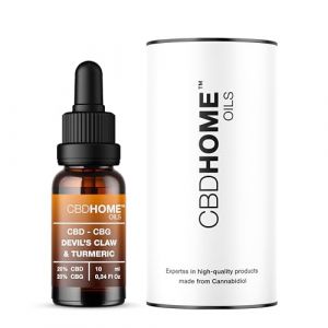 CBD HOME Oils - Huile avec CBD &agrave; 20% + 20% CBG + Harpagophytum + Curcuma - 10 ml - 4.000 mg de cannabino&iuml;des - Puissance maximale - Base de coco biologique - Certifi&eacute;e - Om&eacute;ga 3-6-9 - Fabriqu&eacute;e UE (CBD HOME, neuf)
