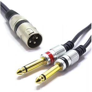 VITALCO Câble XLR Mâle vers Double Jack 6.35mm Mono 5m Audio Adaptateur Prise 3 Broches Connecteur XLR vers 2x Mâle Jack 6.35 TS Câble de Connexion Microphone Audio splitter Stereo Répartiteur (pckliper, neuf)