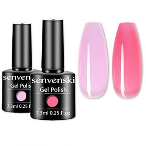 Senvenski Rose Gelée Vitrail Vernis Semi Permanent, Vernis à Ongles Gel Cristal Transparente Nudité Couleur Shellac Cadeau UV LED Art Kit pour French Manucure (CS2-001) (Senvenski EU, neuf)