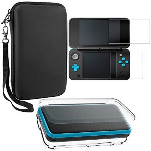 AFUNTA Housses de Protection pour New Nintendo 2DS XL avec Protections D'écran, Etui Crystal Clear et Etui de Transport EVA pour Console 2DSXL avec 2 Films de Verre Trempé Anti-Rayures (AFUNTA FR, neuf)