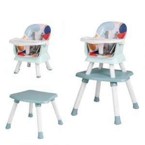 LIFEZEAL 6 en 1 Chaise Haute Bébé évolutive en PP, Charge 25 kg, Chaise Repas Enfant Convertible 6 mois-6 ans, Plateau Réglable, Housse Amovible, Table Chaise Bebe, Harnais de Sécurité (Bleu) (LIFEZEAL ITALY S.R.L., neuf)
