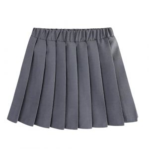 Jupe d'uniforme scolaire pliss&eacute;e avec cale&ccedil;on, taille &eacute;lastique, jupe trap&egrave;ze, v&ecirc;tements mignons, jupe kaki unie pour la rentr&eacute;e scolaire, gris, 9-10 ans (ECUAHEZ, neuf)