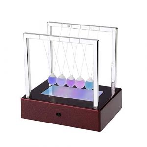 Pendule de Newton LED Colorées Boules Newton Balle d'équilibre Balance Berceau Jouet d'amusement de Boule pour Bureau Maison Décoration Cadeau d'anniversaire Jeux Scientifiques Enfant, 12 x 9 x 12 cm (Aeuyweu, neuf)