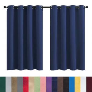 GAIFNAG Rideau Occultant Thermique Isolant Anti Froid 80 x 60 cm Bloquer Lumiere, Rideau Phonique Anti Bruit Anti Froid Blanc Voilage à Oeillet Rideau Semi pour Mariage de Noël Chambre, Bleu Foncé (LvLiangShiLiShiQuGaiFangDianZiShangWuYouXianGongSi, neuf)