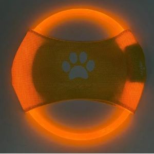 FYDTOP Lot de 2 frisbee lumineux LED pour dressage de chien, TPU non toxique en caoutchouc souple r&eacute;sistant au grincement et aux morsures, rechargeable et lumineux pour animaux de compagnie, jouet (kangbaishengkuajing, neuf)