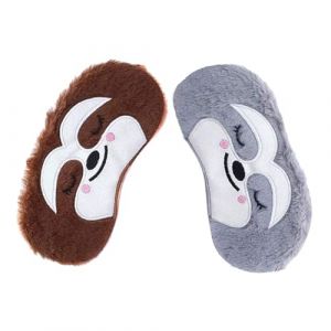 Beatifufu 2 pi&egrave;ces Masque de Sommeil Gar&ccedil;on Fille Peluche Doux Cache Yeux Anti-lumi&egrave;re pour Sieste Maison Voyage Singe Gris Marron (Camprilli, neuf)