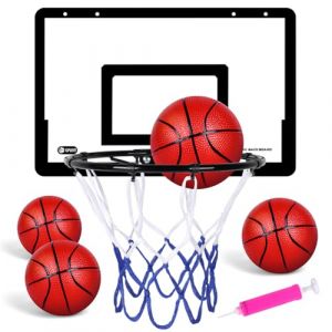 OSDUE Panier Basket Enfant, Mini Jeu de Basketball, 40 x 26 cm Mini Panneau, avec 4 Ballons et Pompe à Air, Jouet Mini Panier de Basket dans Le Bureau Chambre Jardin, Cadeau pour Garçons Filles (PLUM-MARKETING, neuf)