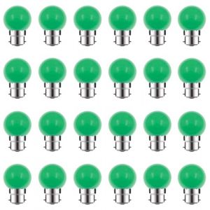 ZFQ Lot de 24 Ampoule LED Couleur B22 2W équivalente 20W B22 Ampoule économie Guirlande lumière de golf Vert LED Ampoules Multicolore pour Maison Bar Fête Décoration d'ambiance (ZFQ, neuf)