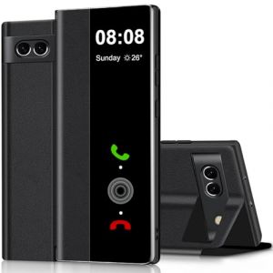 Coque pour Pixel 8A Clear View Cover Coque pour Google Pixel 8A Etui à Rabat Protection Case Flip Folio Silicone TPU Antichoc Mince Douce 360 Full Body Antichoc Housse (Noir) (ZhuChuangYouSuJiaoZhiPinYouXianGongSi, neuf)