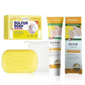 Savon au Soufre 125g + Cream Soufre 20g, Savon soufre, Savon le Naturel, Barre, pour Peau Grasse, Visage & Corps (WUMINYANG LIMITED, neuf)