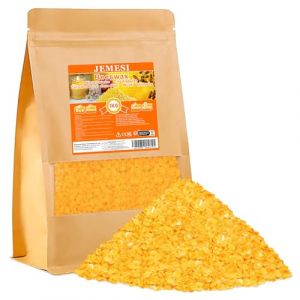 JEMESI Pastilles de Cire d'abeille, 1 kg, idéale pour Les cosmétiques naturels, Les lingettes en comme Cire de Bougie, Emballage Durable, Jaune (JEMESI-FR, neuf)
