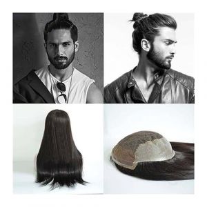 Perruque Homme Perruque Mens Hair Unit Toupee Natural Hairline 12-18 "Respirant Swiss Lace avec Pu Systèmes de remplacement de cheveux humains for la perte de cheveux Hommes Postiche Perruques pour Ho (fufufafabb, neuf)