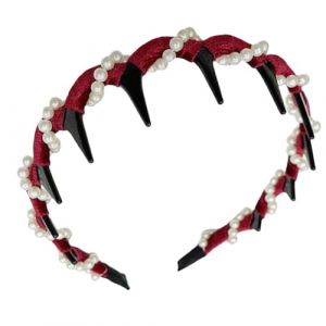 G&eacute;n&eacute;rique - Serre-t&ecirc;te de mari&eacute;e tendance - Cr&eacute;oles avec strass - Accessoire de cheveux - T&ecirc;te de mort - Large bandeau de perles brillant pour femme et fille (MXNAgro, neuf)