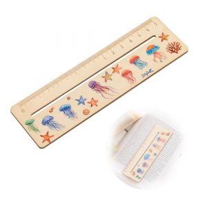 JEYORZY Regle De Lecture Pour Dyslexie, Règle De Lecture Enfants Avec Fenêtre De Lecture Aid,Marque-Page Écolier en Bois Cadeaux, For Children Dyslexia, Aide à La Lecture Enfants(Méduse) (Wacicy EU, neuf)