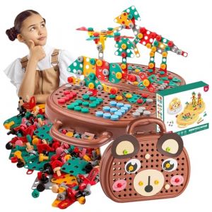 VEQENIFY Boîte à Outils de Jeu Magique Montessori, 205Pcs Jouets Montessori Educatif Bricolage Puzzle mosaïque, Jeu d'Boite a Outils pour Fille Garçon à partir de 3 Ans (Davseren, neuf)