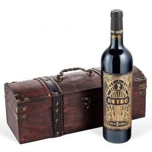 Cadeau de vin : RETRO dans une caisse en bois style antique - vin rouge, France, Cabernet Sauvignon sec (0,75 l) (VELVEO GmbH, neuf)