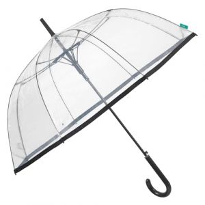 PERLETTI Grand Parapluie Cloche Transparent pour Femme Fille - Parapluie Automatique Coupe Vent avec Bordure Noire - Ombrelle Solide Léger Résistant au Vent - Diamètre 89 cm (Bord Noir) (PERLETTI, neuf)