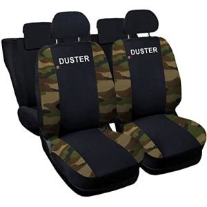 Rebeca Shop - Housses de siège pour siège Auto, compatibles Housses de siège Auto pour Duster |Noir/Camouflage Vert | Made in Italy | Housses pour sièges Avant et arrière | Compatibles airbags (Rebecashop, neuf)
