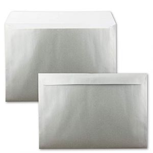 Lot de 150 grandes enveloppes - XXL - DIN C4 - Argent m&eacute;tallis&eacute; &ndash; 22,9 x 32,4 cm &ndash; Fermeture adh&eacute;sive sans fen&ecirc;tre &ndash; Enveloppes d'exp&eacute;dition pour format A4 (GUSTAV NEUSER GmbH, neuf)
