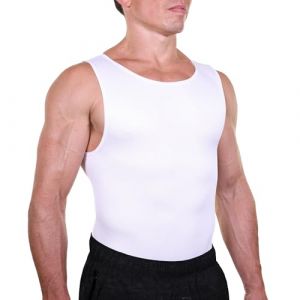 Esteem Apparel D&eacute;bardeur de Compression EliteSlim pour Hommes - Gilet Gainant pour Le Torse et Le Ventre, sous-v&ecirc;tement Amincissant (Blanc, Taille L) (Esteem Apparel Europe, neuf)