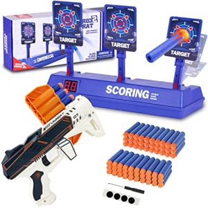 Cible pour Pistolet Nerf,Cible électronique de Score Réinitialisation Automatique numérique pour Jouet Nerf Gun,Cadeau d'anniversaire de Noël Jouet pour 6 7 8 9 10 Ans Enfant garçon (TOPERFECT, neuf)