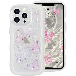 miyonsin Coque pour iPhone 6 Plus/iPhone 6S Plus, Transparent Glitter Motif de Papillon Etui Paillettes Silicone TPU Bumper Anti-Rayures Protection Filles Femmes Housse, Clair (Miyonsin, neuf)
