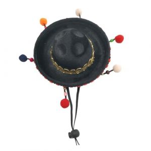 Hemobllo Mini Chapeau Mexicain Boule de Poils L&eacute;ger avec Jugulaire Style Boh&egrave;me Mat&eacute;riau Inalt&eacute;rable Accessoire Carnaval Femme pour F&ecirc;te Costum&eacute;e et Bal Mexicain (Leopolerd, neuf)