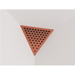 Lot de 2 pi&egrave;ges &agrave; basses d'angle acoustiques &laquo; Triangle &raquo; | Mousse acoustique diffus&eacute;e avec plaque HDF lamin&eacute;e perfor&eacute;e | C&ocirc;t&eacute; de triangle : 42 cm | Couleur : (Cerise, ROUNDS) (ATB-SOUND, neuf)