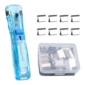 Uposao Distributeur De Pinces avec 58 Clips R&eacute;utilisables en Acier Inoxydable, Distributeur De Pinces Poussoir, Clips De Reliure Pinces &agrave; Papier Agrafeuse De Bureau pour Fournitures De Bureau (Uposao, neuf)
