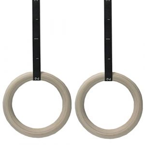 VLFit Anneaux Gymnastique en Bois - Anneaux Gym aux Dimensions Olympiques, Diamètre 28 mm ou 32 mm - Anneaux Bois avec Sangles Suspension Graduées, Réglables pour Crossfit, Musculation, Gym (VeeLeisure, neuf)