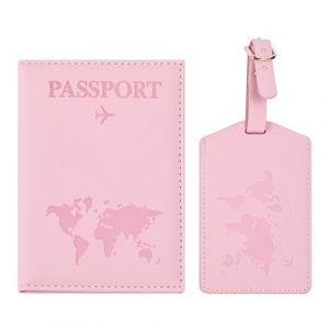 Greyoe Protege Passeport, Pochette Passeport, Couverture de Passeport, Étui de Passeport en Cuir PU + Étiquette de Bagage, pour Hommes et Femmes Accessoires Vacances Essentiels Voyage (Rose Sakura) (JIASHENGMEI, neuf)