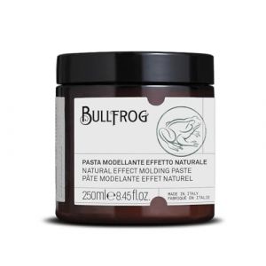 Bullfrog - Pâte Modelante Effet Naturel : Coiffage Doux et Remodelable, Fini Mat, 64% d'Ingrédients Naturels, Parfum Musqué et Poudré, 250 ml. (BULLFROG BARBERSHOP, neuf)