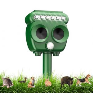 Répulsif pour chat, répulsif solaire pour pigeons, répulsif pour rongeurs à ultrasons, phare analogique, IP44 imperméable pour chats, chiens, pigeons, rats et renards (ZENGXJIE LTD, neuf)