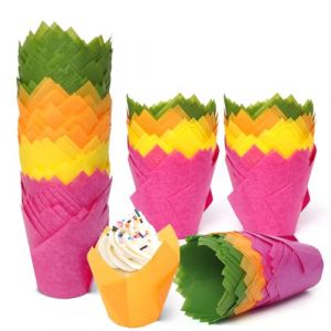 200 Pi&egrave;ces Caissette Muffins Papier Tulipe, Caissettes Cupcake Taille standard, Naturel & Non Blanchi, Moule Muffins Papier pour Cuisson Mariage, Anniversaire, F&ecirc;te (D) (Aoninke  Direct, neuf)