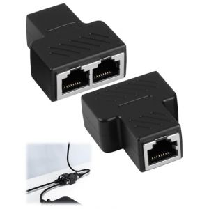 2PCS Répartiteur Ethernet RJ45, Repartiteur Cable Ethernet 1 à 2 Ports Switch Routeur Ethernet 2 Port Adaptateur Splitter RJ45 Coupleur Raccord vers LAN Rallonge pour Cat5 Cat5e Cat6 Cat7 (CanJiaLiMao, neuf)
