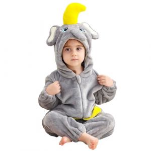 HAHASHOW B&eacute;B&eacute; d'hiver Grenouill&egrave;res Combinaison Unisexe Flanelle Barboteuses Manteau &agrave; Capuche Enfants Pyjama Jumpsuit pour Gar&ccedil;on et Fillex 18-24 Mois, &Eacute;l&eacute;phant (BabyHome Supply, neuf)