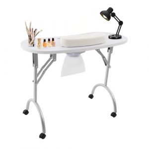 Repomanda, Table de manucure pliable avec aspirateur, table &agrave; ongles mobile avec roulettes et aspiration, table de manucure portable pour salon de manucure et maison, blanche, avec sac &agrave; poussi&egrave;re et (UpDoomlo, neuf)
