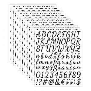 1008 Pi&egrave;ces 12 Feuilles Chiffres Autocollants Lettres Alphabet Vinyle Stickers Lettres Alphabet Lettres Autocollantes Autocollants de Num&eacute;ros Lettres pour Scrapbooking,Cartes de V&oelig;ux,Travaux Manuels (D-Orange, neuf)